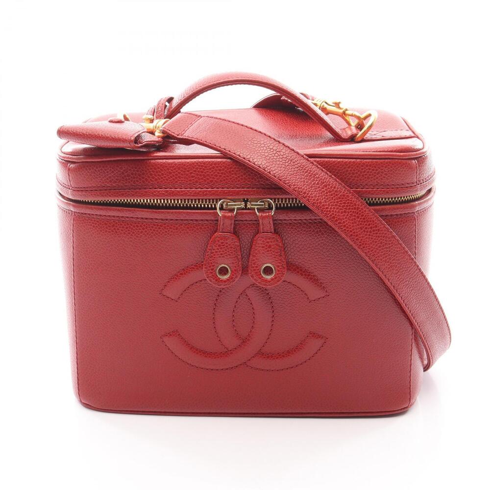Chanel Coco Mark Handbag Leather Calfskin Cowhide Red